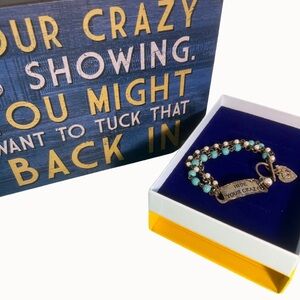 2 piece Bundle 🌺 Humorous Crazy Sign and Bracelet